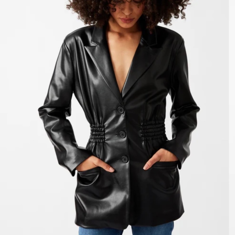 Steve Madden - FRIDA FAUX LEATHER BLAZER BLACK NWT